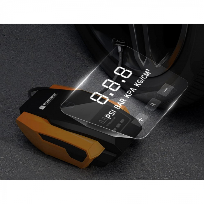 Compresor auto 12V cu lanterna si accesorii, display de control 8 bar [3]
