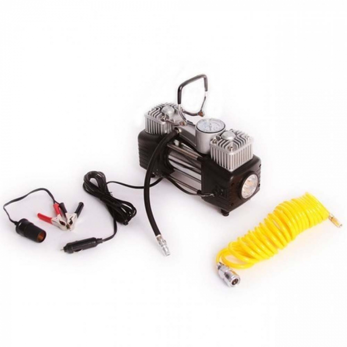 Compresor auto metalic cu lanterna, 2 cilindri, 12V [3]