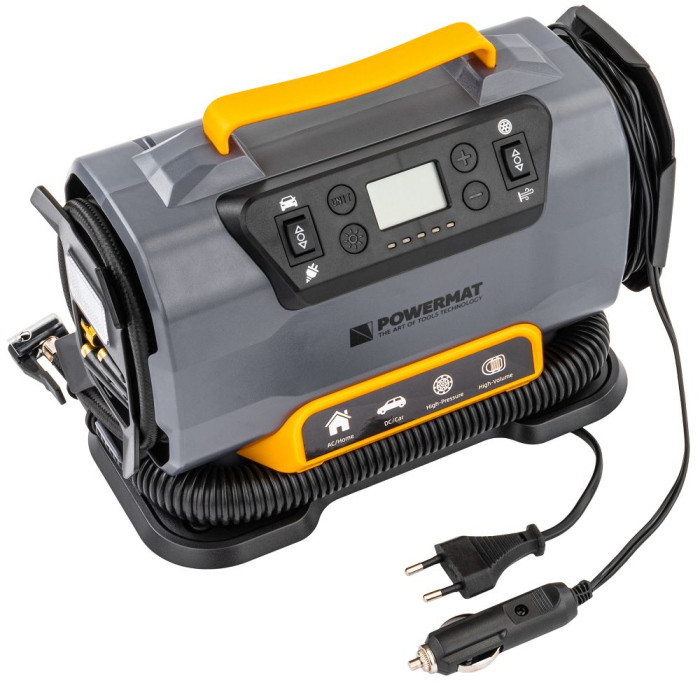 Compresor Auto POWERMAT 10 Bar, 35 l/min, Alimentare 230V/12V, Ecran LCD, Lanternă LED [2]