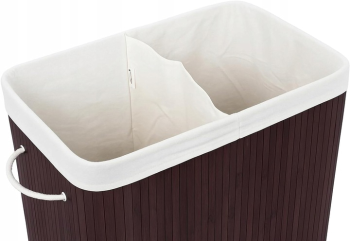 COȘ din bambus, recipient pentru rufe, lenjerie intimă, jucării cu capac, 2 COMPARTIMENTE  SN7086 [3]