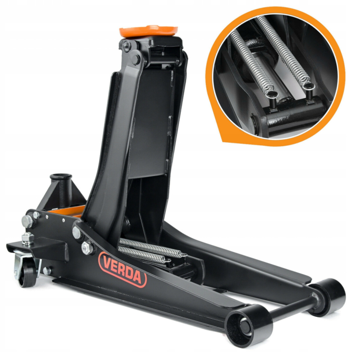 Cric hidraulic profesional Verda 3T profil redus – 2 pistoane, atelier și garaj [4]