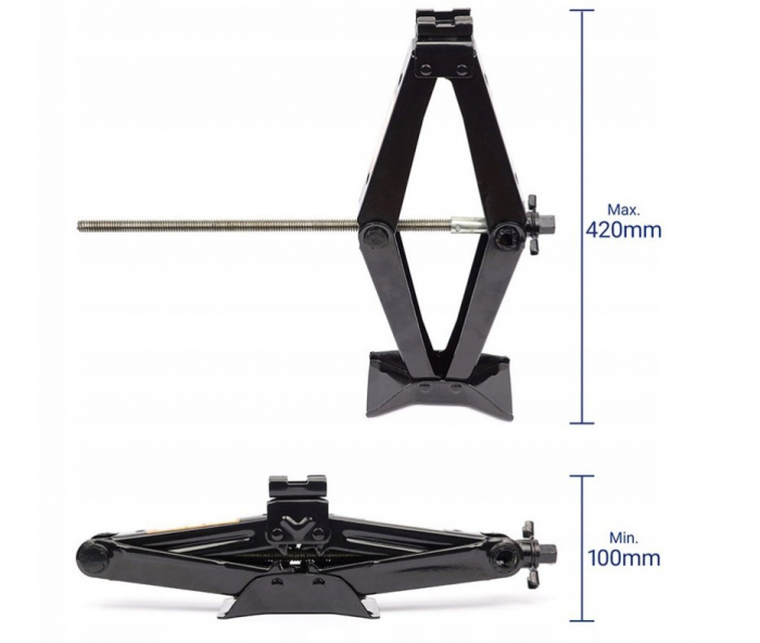 Cric trapezoidal 2T 105-410mm cu clichet si o cheie telescopica pentru roti SN4549 [11]