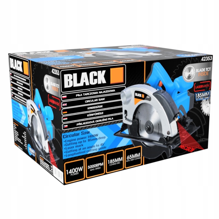 Fierăstrău Circular Profesional BLACK | 1400W | Laser Integrat | Disc 185mm [2]