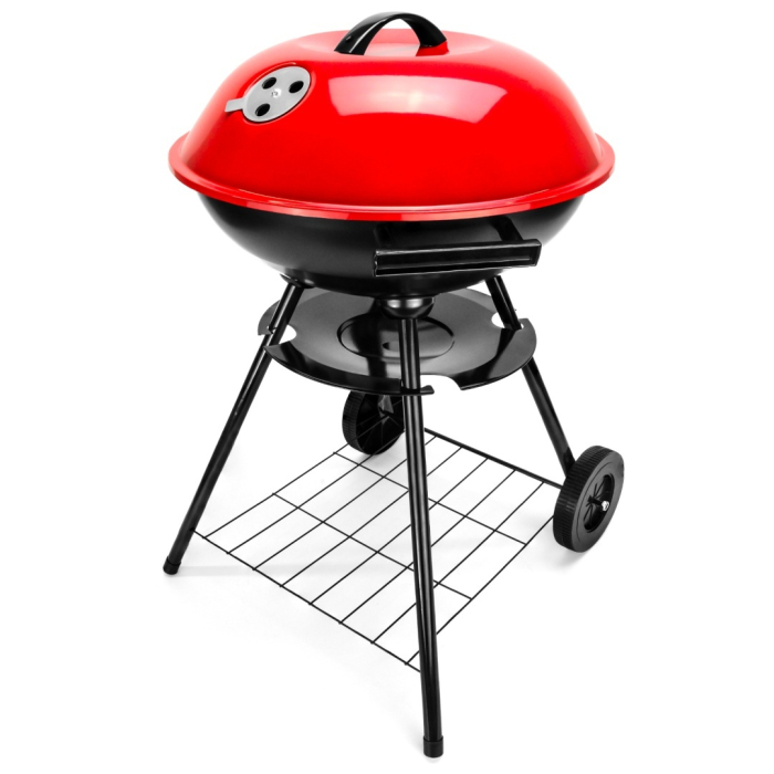 Gratar Rotund de Gradina pe Carbune VERDA 42 cm cu Capac, Cenusar, Roti de Transport + Set Cadou 3 Covoare din Teflon pentru Gatit – Gratar Portabil Premium pentru Curte, Terasa sau Camping [8]