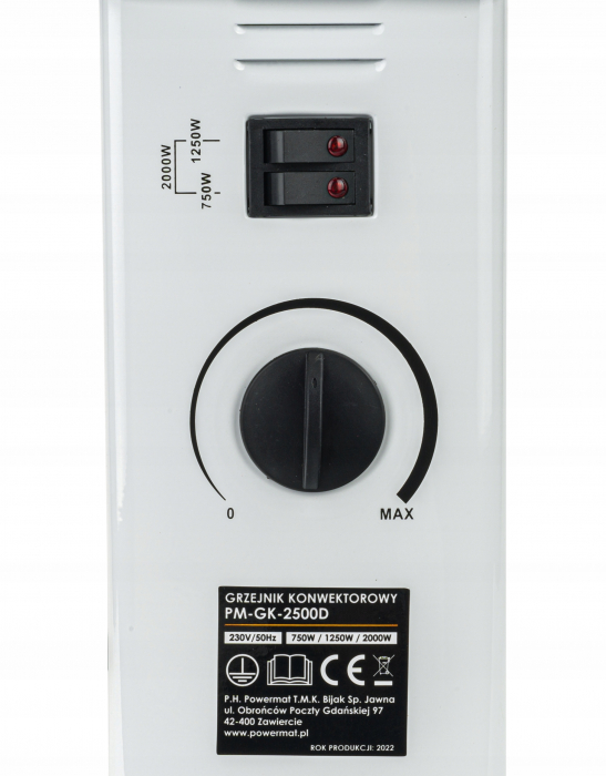 Incalzitor convector 220-240V 50/60Hz  trei trepte de putere 750/1250/2000W [4]