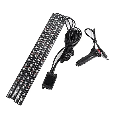 ​​​​​​​ Kit iluminare ambientală auto cu benzi LED RGB, interior mașină, 4 benzi, 48 leduri, senzor muzică, multicolor, 12V, cu telecomandă [3]