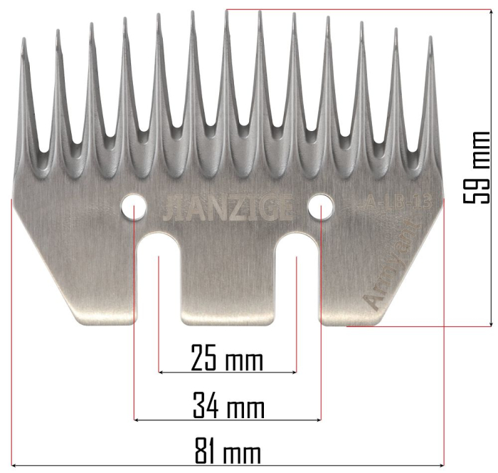 Cutite lamă de tuns oi cu 13 dinți și lățime 81 mm [4]