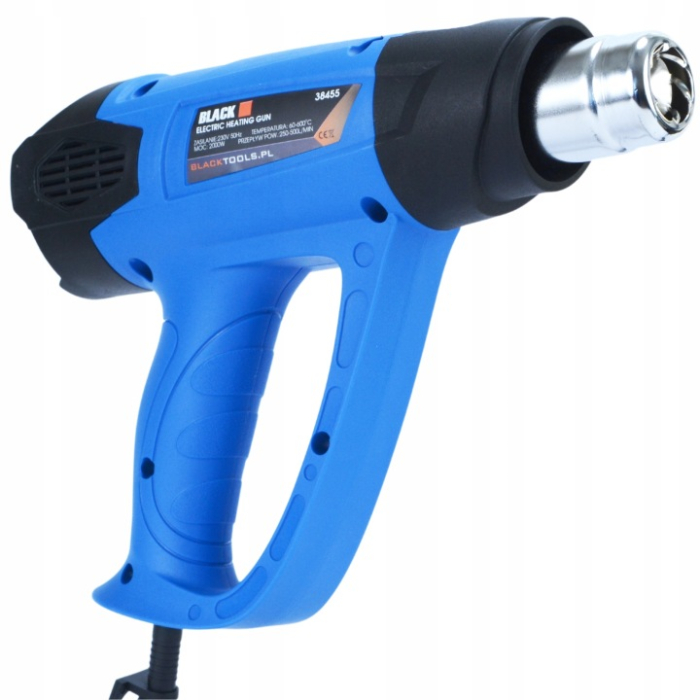 Pistol de Aer Cald Electric BLACK 2000W, Reglaj Fin Termostat 60-600°C, LCD/Reglaj Electronic, 2 Trepte de Debit (250/500 L/min), Include 4 Duze Profesionale, Cod Producator 12440 [6]