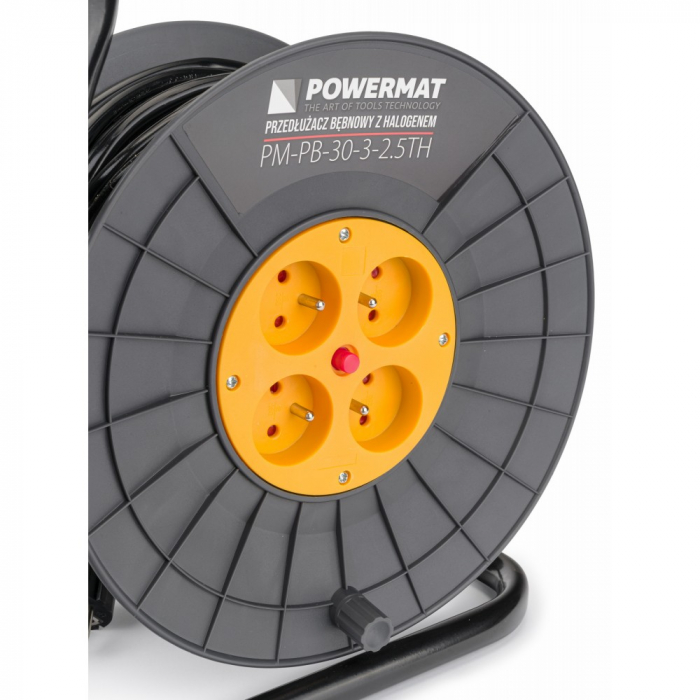 Prelungitor pe tambur cu cablu de 30 metri fir  3X2.5mm +lampa de lucru cu led 20W [6]
