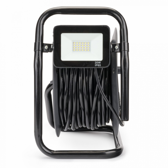 Prelungitor pe tambur cu cablu de 30 metri fir  3X2.5mm +lampa de lucru cu led 20W [10]