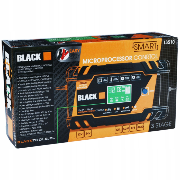 Redresor Auto Automat cu Microprocesor 12V/24V BLACK (13510) – Incarcare, Diagnosticare si Reparare [3]