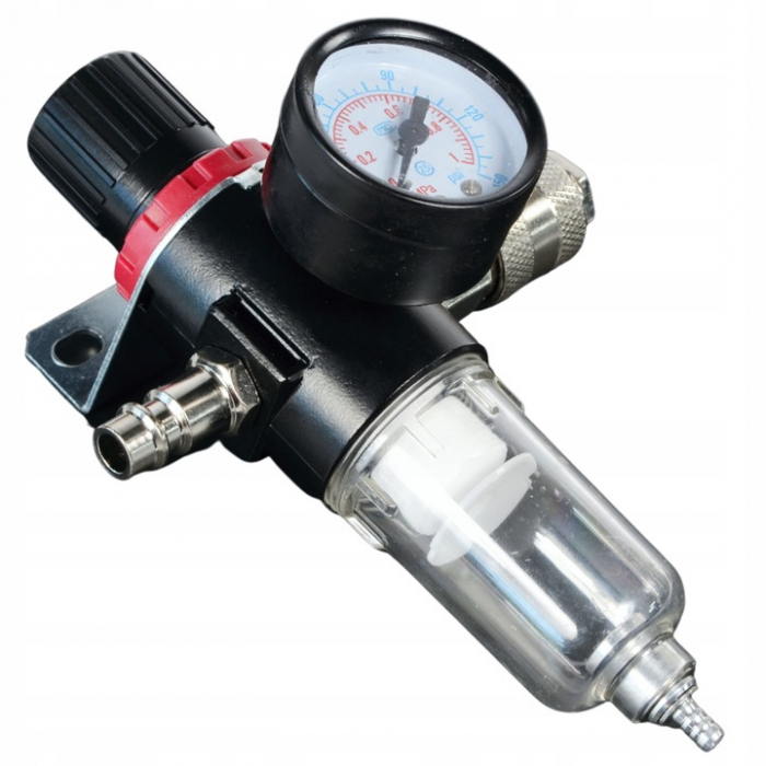 Reductor de presiune filtru de aer separator umiditate pentru compresor cu 2 cuple rapide 1/4" [3]