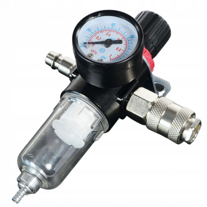 Reductor de presiune filtru de aer separator umiditate pentru compresor cu 2 cuple rapide 1/4" [10]