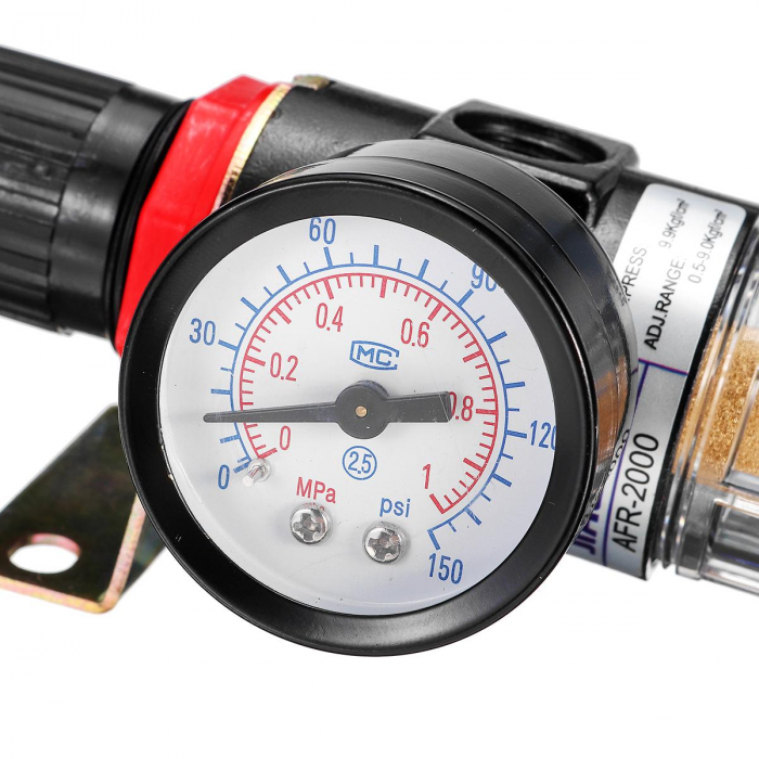 Reductor de presiune filtru de aer separator umiditate pentru compresor cu 2 cuple rapide 1/4" [6]