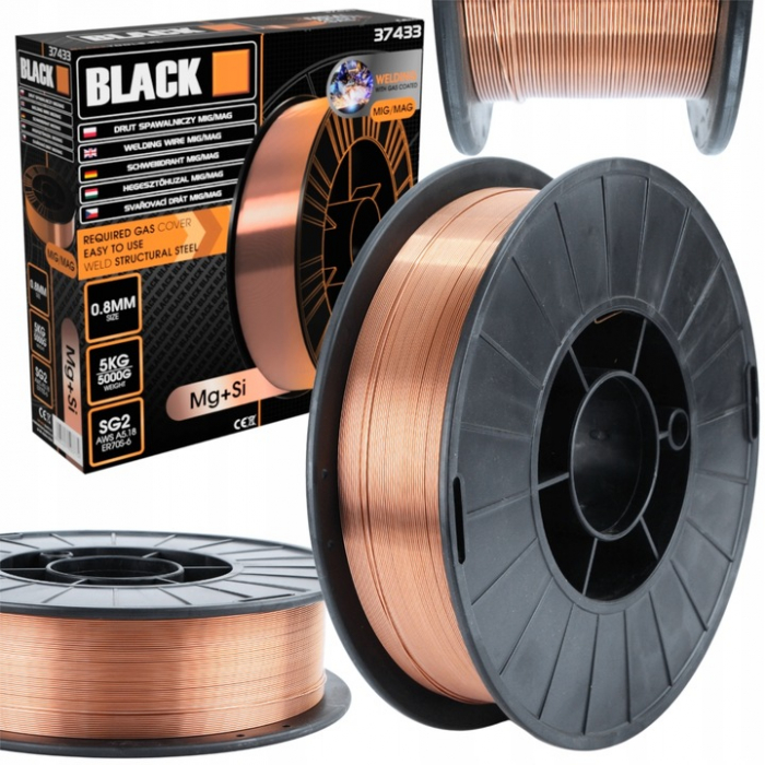 Sarma de sudura prin metoda MIG/MAG mangan siliciu 0,8mm 5kg  Standarde  AWS: A5.18-ER70S-6, DIN 8559: SG2 [3]