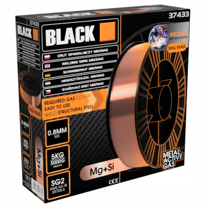 Sarma de sudura prin metoda MIG/MAG mangan siliciu 0,8mm 5kg  Standarde  AWS: A5.18-ER70S-6, DIN 8559: SG2 [5]