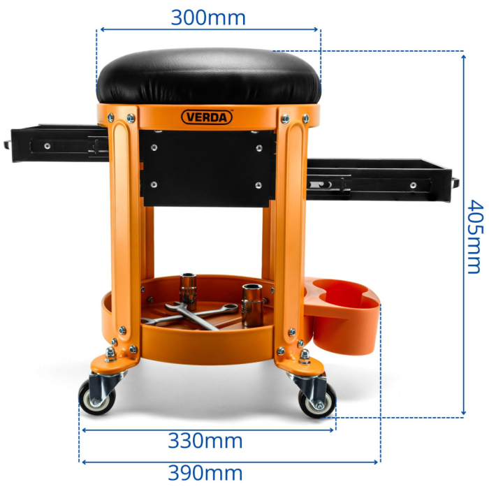 Scaun de Atelier Profesional Verda SN6715 – Pivotant, cu Roți și Sertare [3]