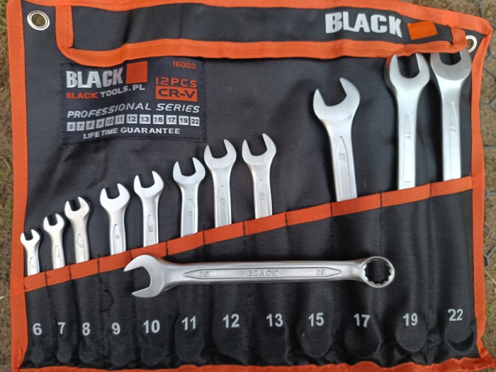 Set 12 Chei Combinate BLACK® 6-22 mm, Oțel Crom-Vanadiu (Cr-V), Finisaj Satinat + Husă Organizatoare [3]