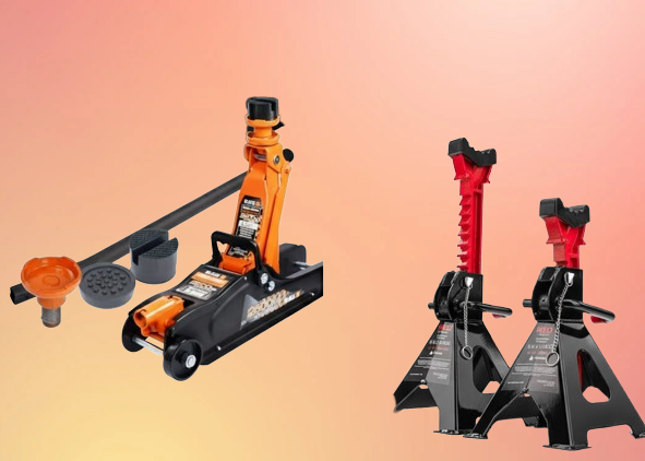 Set Cric hidraulic de 2,5 tone + doua suporturi cu o capacitate de ridicare de 3T [3]