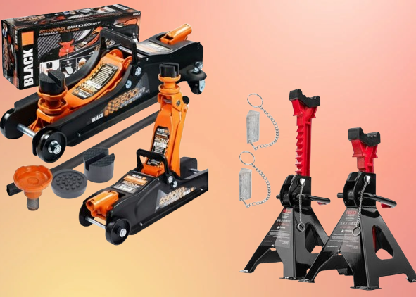 Set Cric hidraulic de 2,5 tone + doua suporturi cu o capacitate de ridicare de 3T [1]