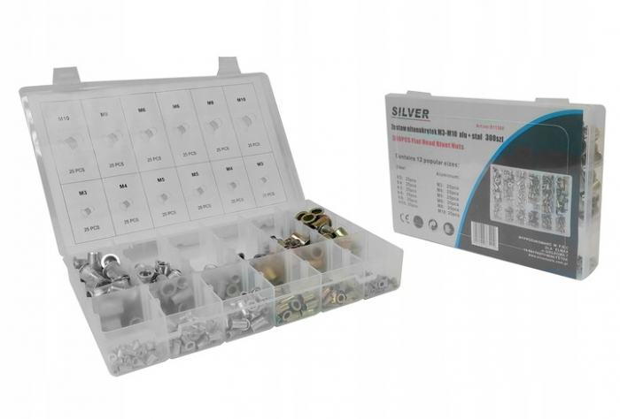 Set de 300 buc piulite cu nituri   M3-M10 [3]