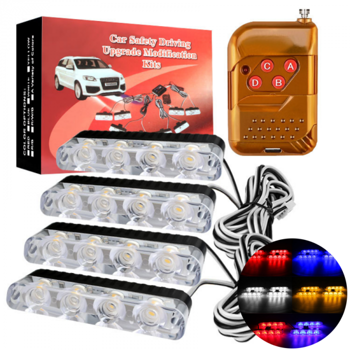 Set 4 stroboscoape LED galben avertizare gabarit [3]