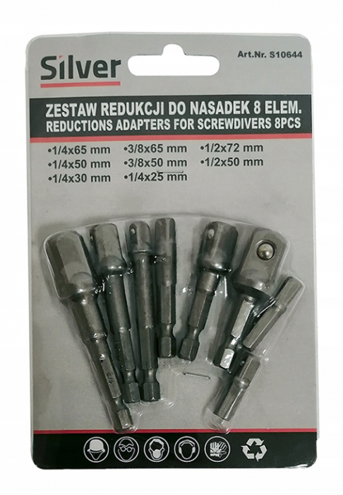 Set de 8 adaptoare bormasina pentru chei tubulare 1/4 ", 3/8", 1/2 " [2]