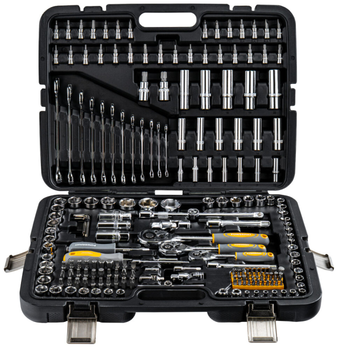 Set Profesional de Chei Tubulare si Combinate Powermat , 216 Piese, Otel CrV, Clichete 1/2, 3/8 si 1/4, Valiza cu Inchizatori Metalice [7]