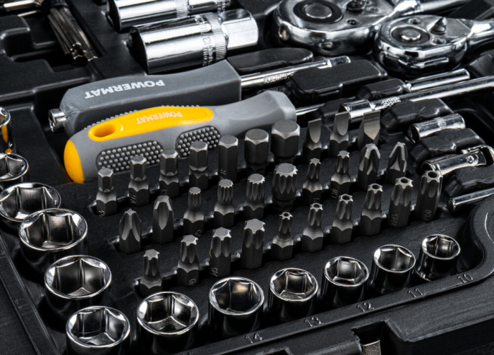 Set Profesional de Chei Tubulare si Combinate Powermat , 216 Piese, Otel CrV, Clichete 1/2, 3/8 si 1/4, Valiza cu Inchizatori Metalice [3]