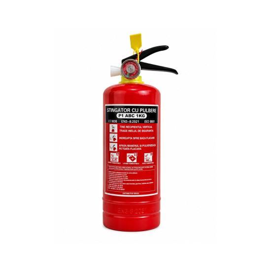 Stingător Auto 1kg Pulbere ABC cu Manometru (Ceas), Tip P1 BETA-L, Fabricație aprilie2026 [2]