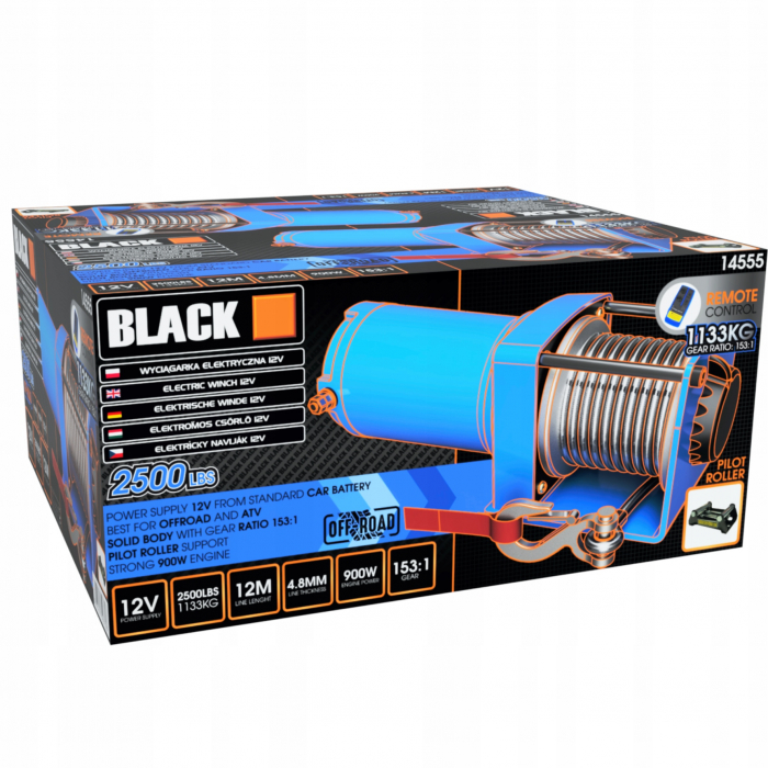 Troliu electric auto cu telecomanda 2500LBS 12V 900W  (1133kg) 12 metri  cablu de 4,8mm [6]