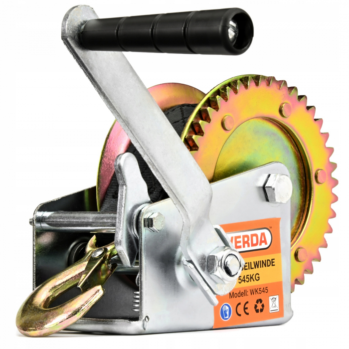 Troliu manual cu banda textila manivelă si curea 545kg WK545 [8]