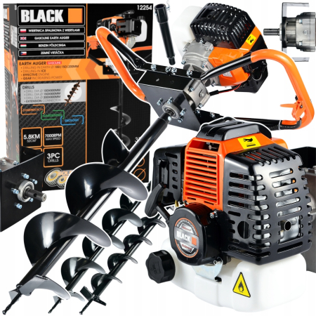 Cositoare electrice si benzina - Motoburghiu benzina foreza pentru gauri pamant motor 2 timpi, | 63cc | 5.8CP | set complet: 3 Burghie + extensie