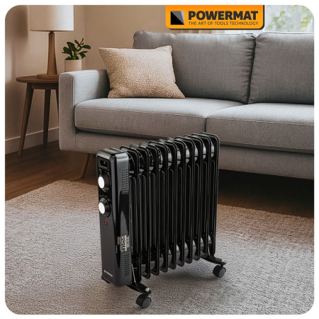 Aerotermă / Radiator Ulei 2500W Powermat – Sursă de Căldură Silentioasă cu Termostat Reglabil și Roți 360° [3]