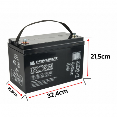 Baterie C10 VRLA AGM 100Ah 12V pentru sursa de alimentare, UPS, sisteme fotovoltaice [1]