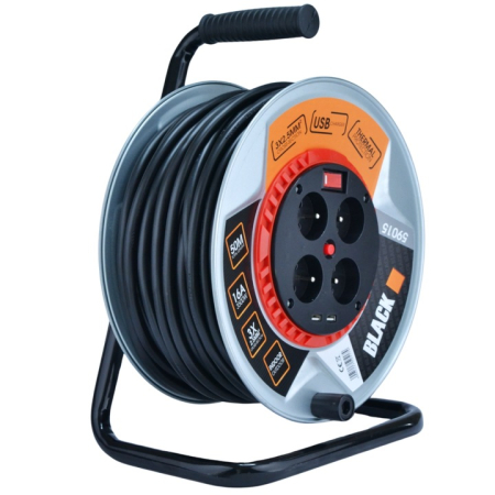 Prelungitoare - Cablu prelungitor cu rola metalica solida 4 prize lungime 50m 3x2.5mm