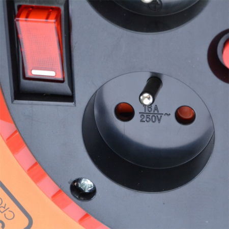 Prelungitor Profesional pe Tambur METALIC, 50m, 3x2.5mm², 4 Prize IP44 + 2x USB, [1]