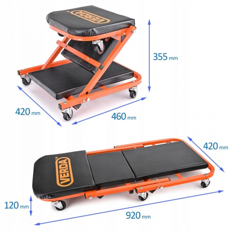 Scule si Unelte - Pat taburet 2in1 pentru atelier 150kg din piele ecologica  SN6711