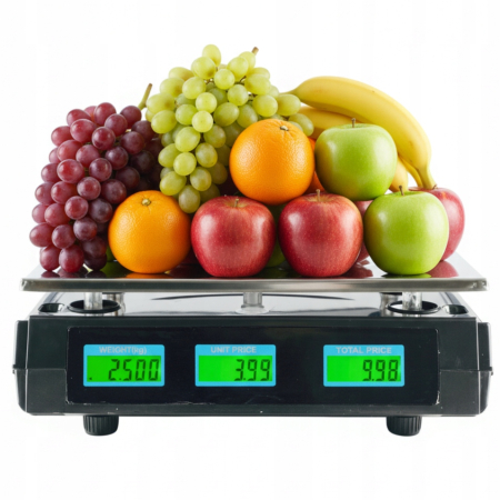 Cantar Electronic Profesional de Masa Black 40 kg / 1 g, Negru, cu 6 Afisaje LCD, Acumulator Incorporat si Platan din Otel Inoxidabil [8]