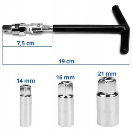Cheie bujie 14mm, 16mm, 21mm - cap articulat  SN3634 [3]