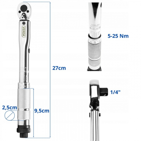 Cheie dinamometrica pentru bujii 1/4" 5-25 Nm in cutie SN1736 [3]
