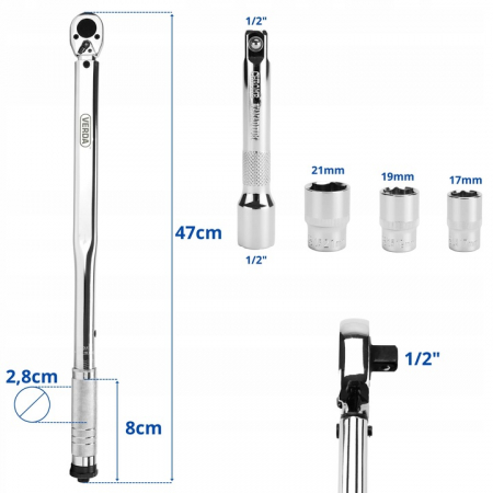 Cheie dinamometrica pentru roti de 1/2" certificat de calibrare 28-210 Nm in cutie  SN1737 [2]