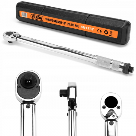 Scule si Unelte - Cheie dinamometrica pentru roti de 1/2" certificat de calibrare 28-210 Nm in cutie  SN1737