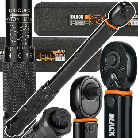 CHEIE DINAMOMETRICA universala 1/4",  5-25Nm, cu inel de setare a cuplului si sistem de blocare, material otel Cr-V