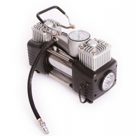Compresor auto metalic cu lanterna, 2 cilindri, 12V [1]