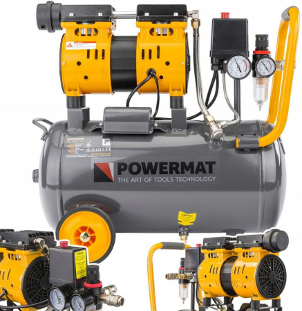Compresoare si accesorii compresoare - Compresor de Aer Profesional fara Ulei 24L, 1.8kW (2.4 CP), 8 Bar, Ultra-Silentios (59 dB) cu Separator Filtru