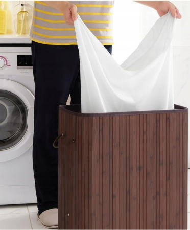 COȘ din bambus, recipient pentru rufe, lenjerie intimă, jucării cu capac, 2 COMPARTIMENTE  SN7086 [5]