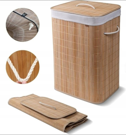 COȘ recipient din bambus pentru rufe, lenjerie intimă, jucării cu capac RECIPIENT 72L  SN7081 [3]