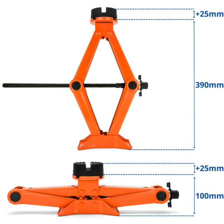 Cric Auto Trapezoidal VERDA SN4576, 2.5 Tone, 100-415 mm, cu Clichet, Cheie Telescopică Roți și Husă [5]