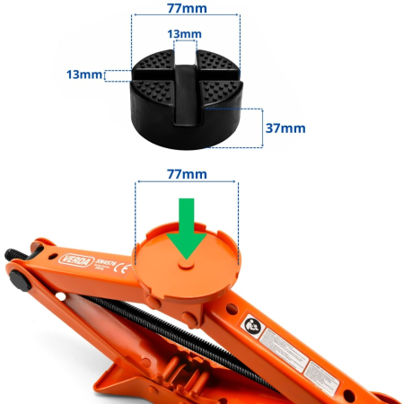 Cric Auto Trapezoidal VERDA SN4576, 2.5 Tone, 100-415 mm, cu Clichet, Cheie Telescopică Roți și Husă [11]